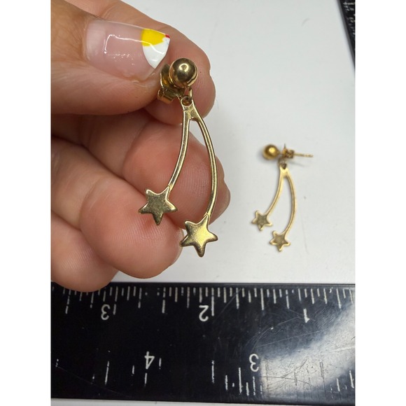 Avon Jewelry - Avon Gold Tone Shooting Star Dangle Earrings Celestial Ball Stud Drop